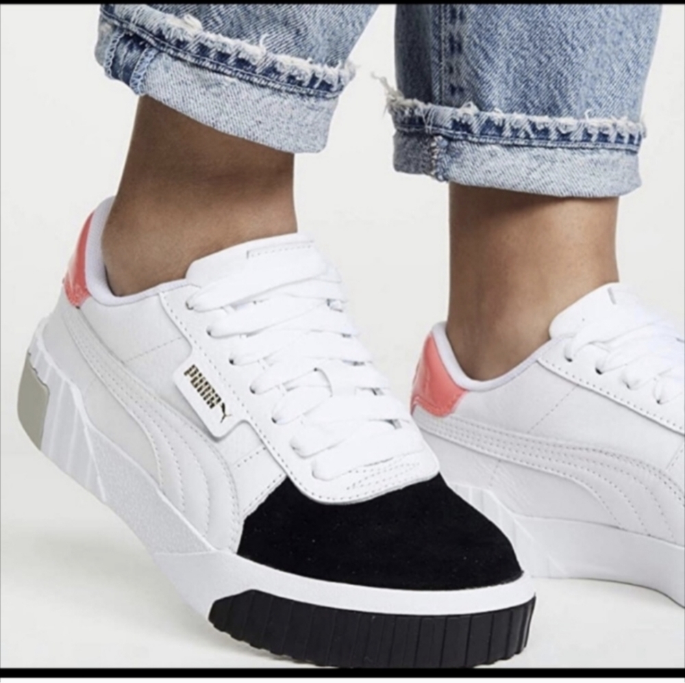 PUMA women's 5.5 Cali Remix blk/wht/hot pink sneakers